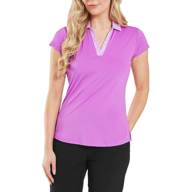 Cap Sleeve Print Trim Lisle