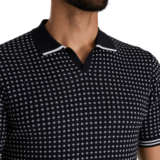 Todd Snyder Short Sleeve Geo Johnny Collar Sweater