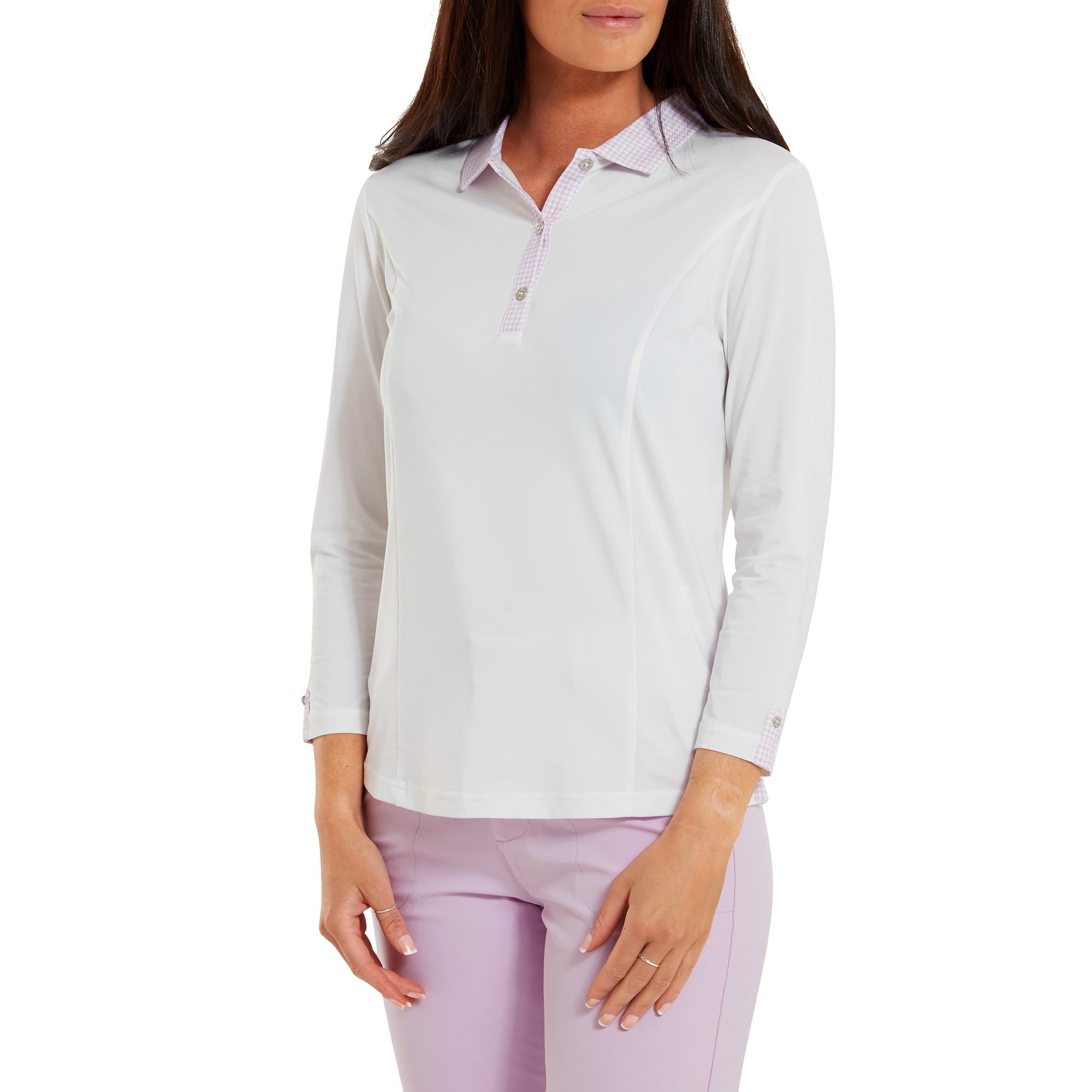 Houndstooth Trim 3/4 Sleeve Lisle