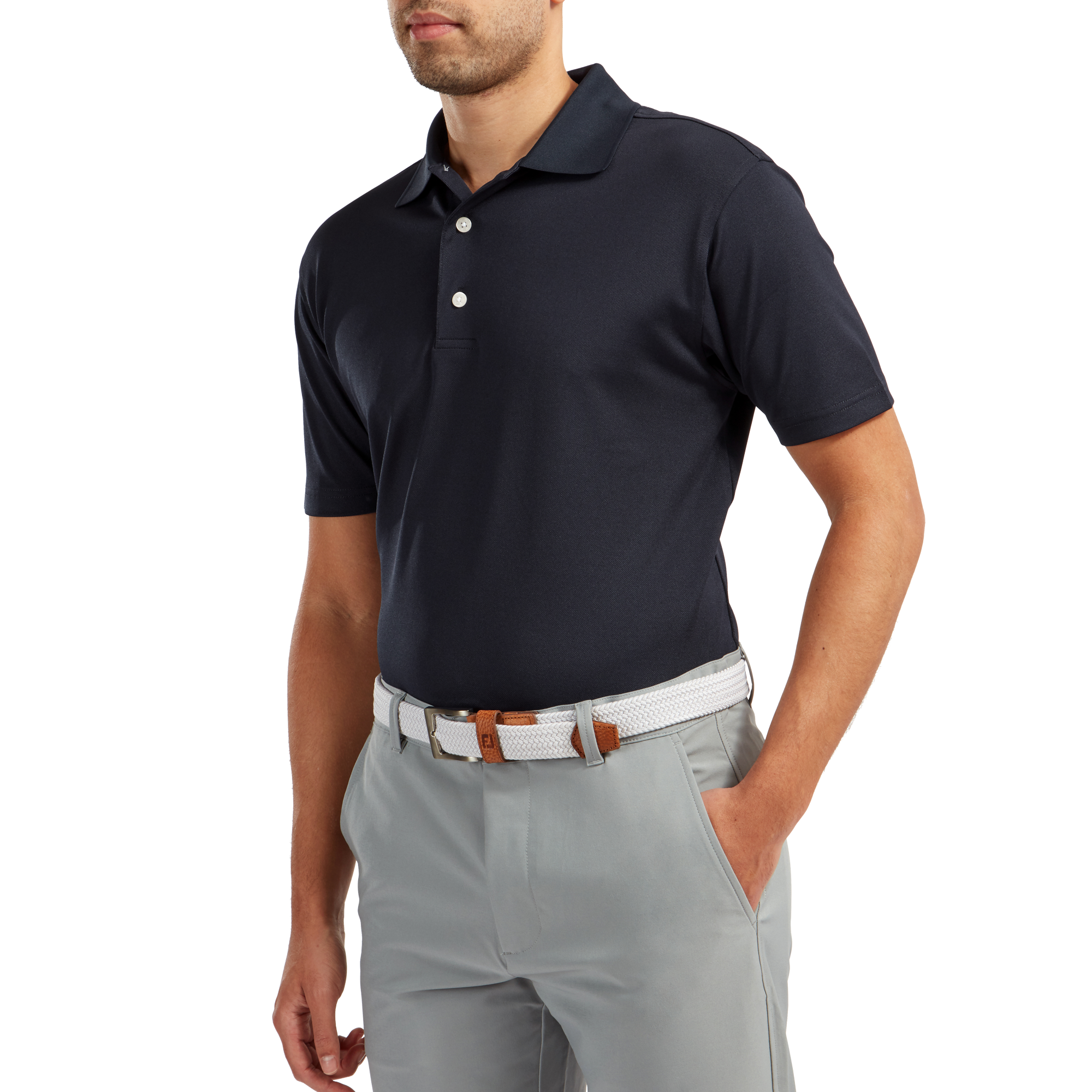 Stretch Pique Solid Knit Collar