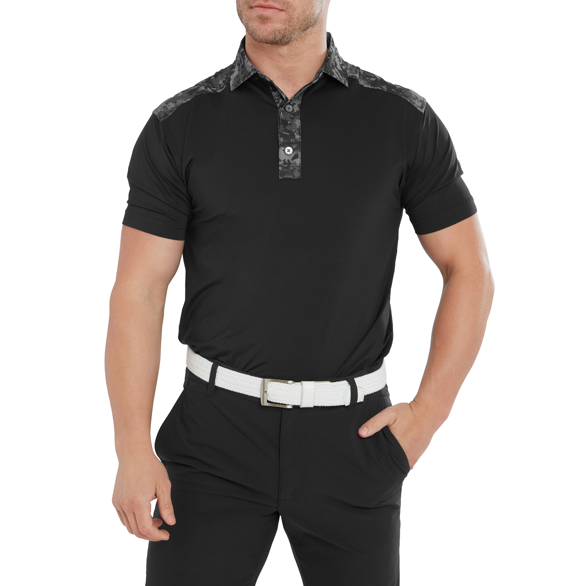 Polo imprim&eacute; Camouflage sur col et &eacute;paules