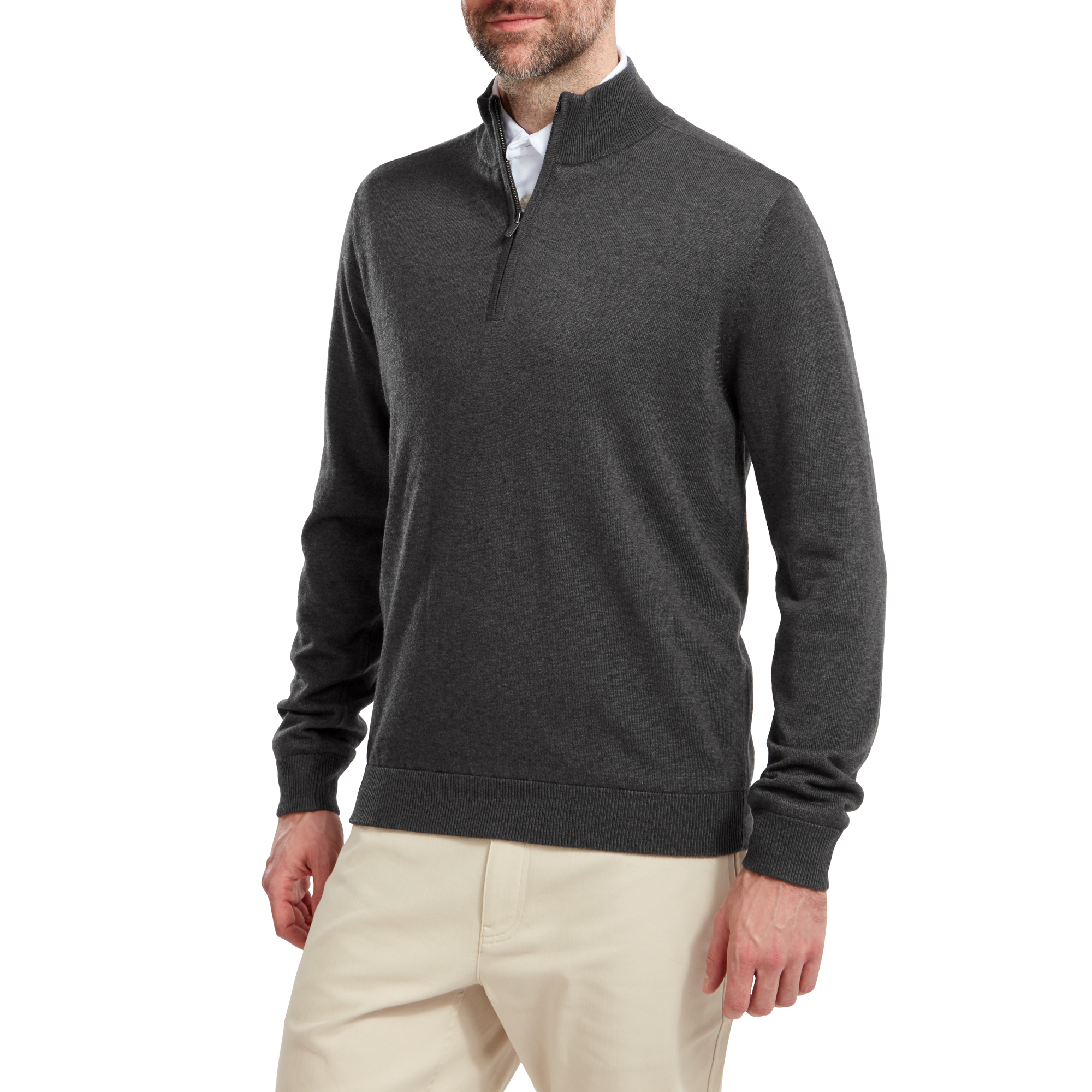 Wool Blend 1/2 Zip Lined Pullover