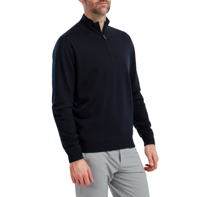 Wool Blend 1/2 Zip Lined Pullover