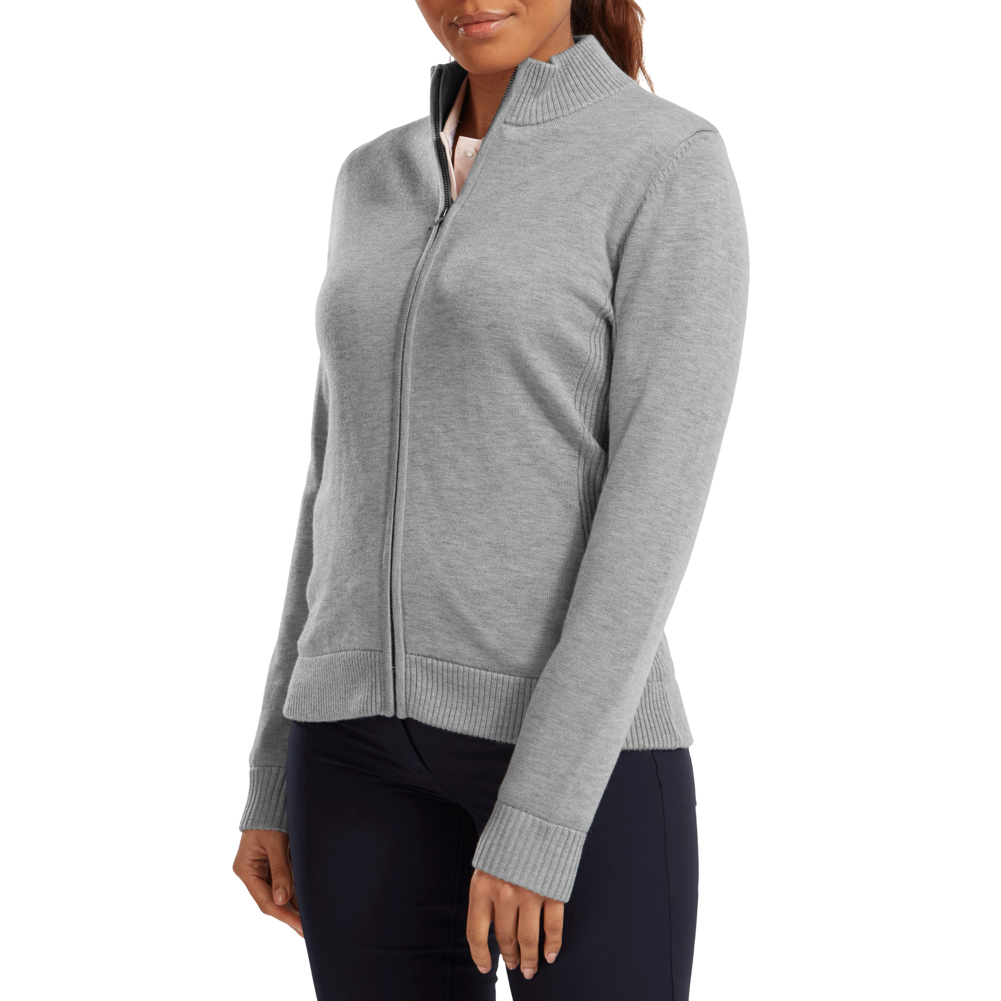 Women's Full-Zip Lined Wool Blend Pullover