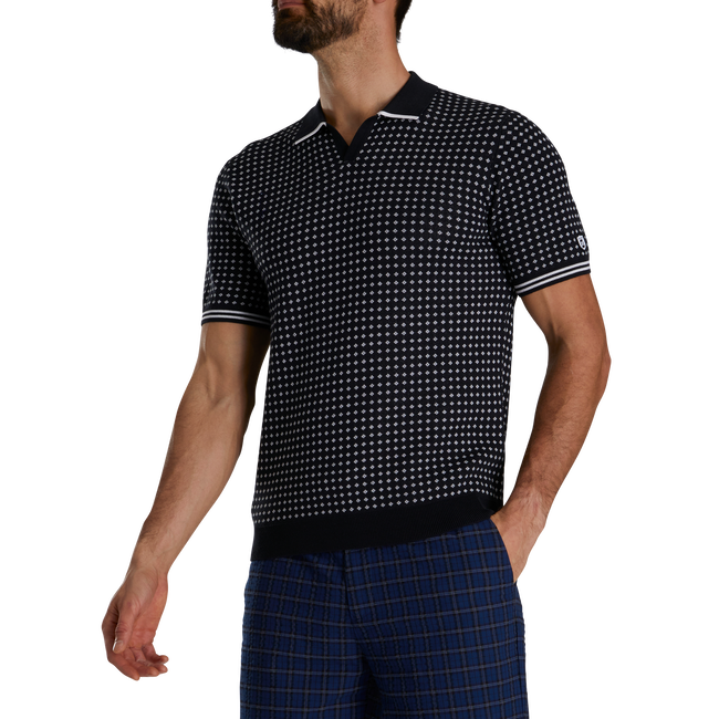 Todd Snyder Short Sleeve Geo Johnny Collar Sweater